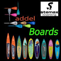 alle Boards und Paddel mit Text - Boards und Stemax Logo